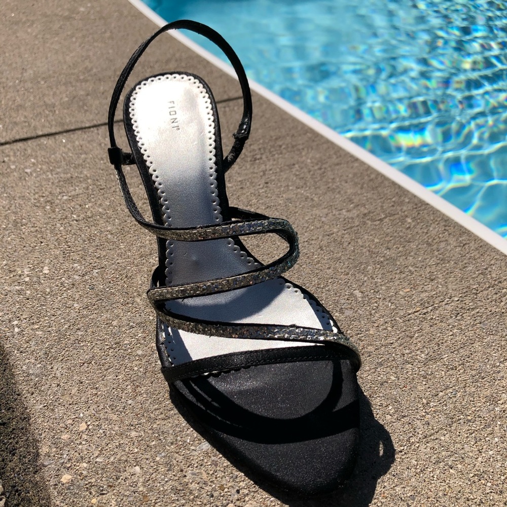 Black & Silver Sparkle Sandal Heels - Picture 10 of 11